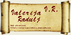 Valerija Radulj vizit kartica